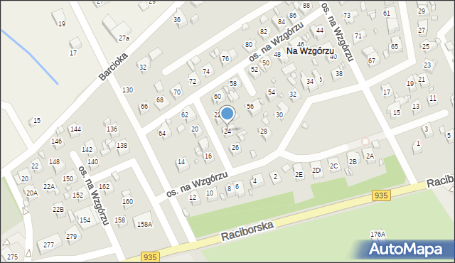 Rydułtowy, Osiedle na Wzgórzu, 24, mapa Rydułtowy