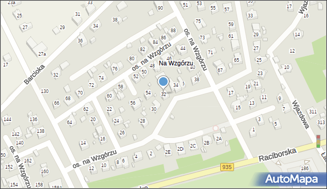 Rydułtowy, Osiedle na Wzgórzu, 32, mapa Rydułtowy