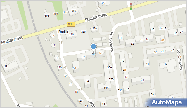 Rydułtowy, Osiedle Orłowiec, 51, mapa Rydułtowy
