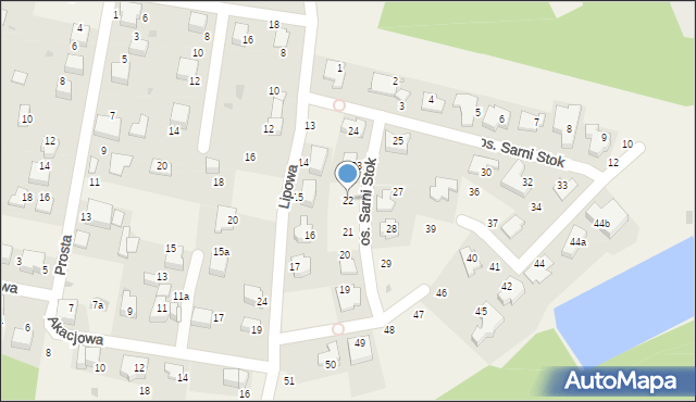 Rząska, Osiedle Sarni Stok, 22, mapa Rząska