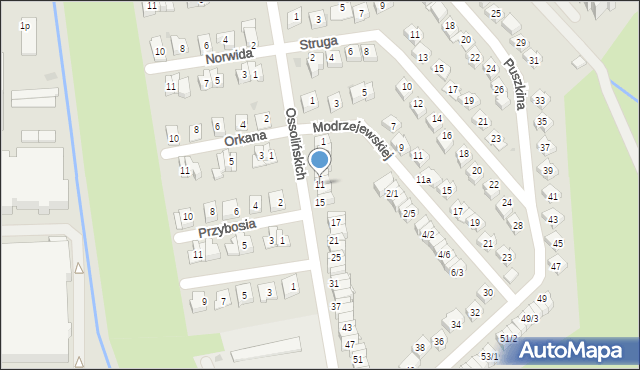 Rzeszów, Ossolińskich, 11, mapa Rzeszów