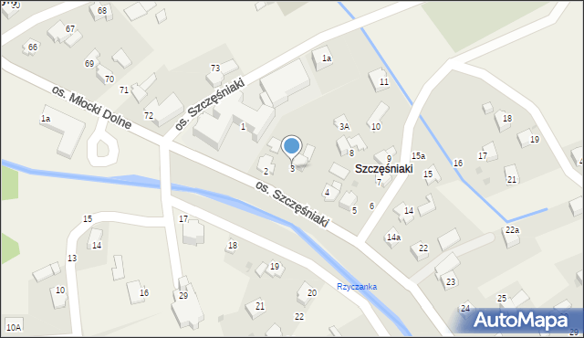 Rzyki, Osiedle Szczęśniaki, 3, mapa Rzyki