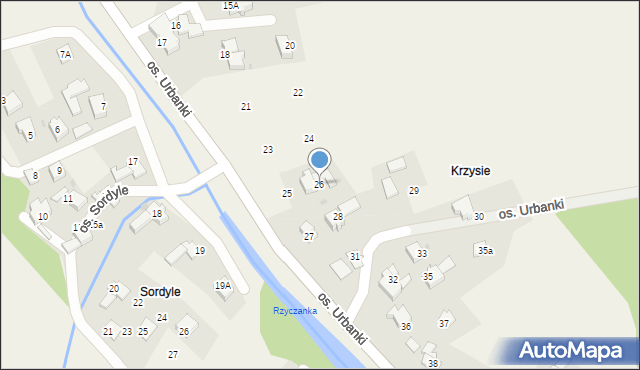 Rzyki, Osiedle Urbanki, 26, mapa Rzyki