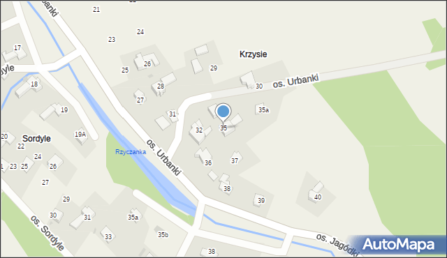 Rzyki, Osiedle Urbanki, 35, mapa Rzyki