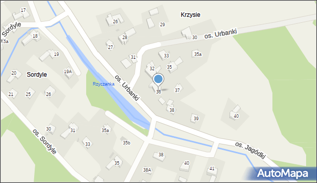 Rzyki, Osiedle Urbanki, 36, mapa Rzyki