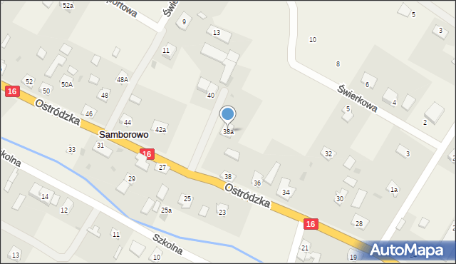 Samborowo, Ostródzka, 38a, mapa Samborowo