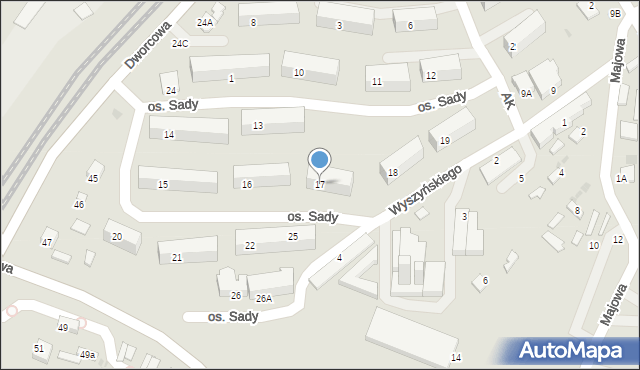 Sędziszów, Osiedle Sady, 17, mapa Sędziszów