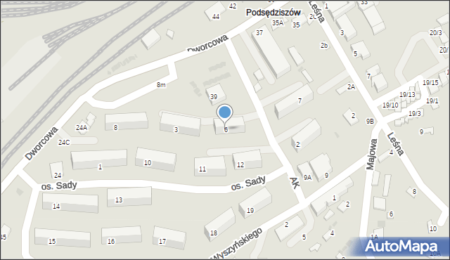 Sędziszów, Osiedle Sady, 6, mapa Sędziszów