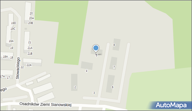 Sianów, Osadników Ziemi Sianowskiej, 5, mapa Sianów