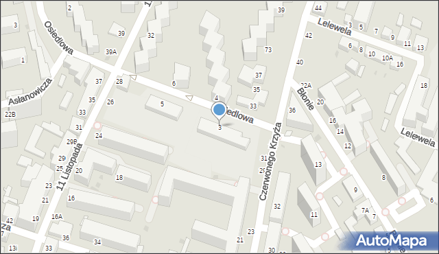Siedlce, Osiedlowa, 3, mapa Siedlce