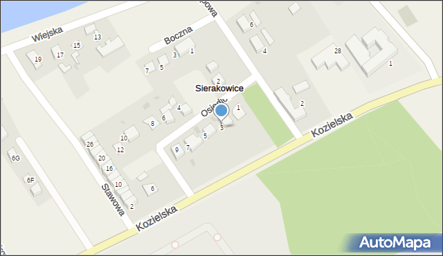 Sierakowice, Osiedlowa, 3, mapa Sierakowice
