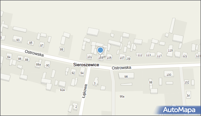Sieroszewice, Ostrowska, 103, mapa Sieroszewice