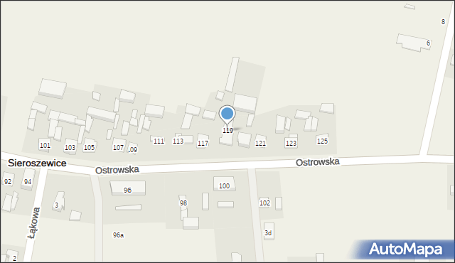 Sieroszewice, Ostrowska, 119, mapa Sieroszewice