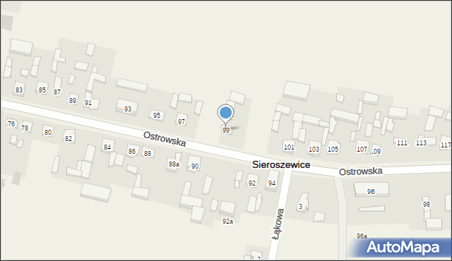 Sieroszewice, Ostrowska, 99, mapa Sieroszewice