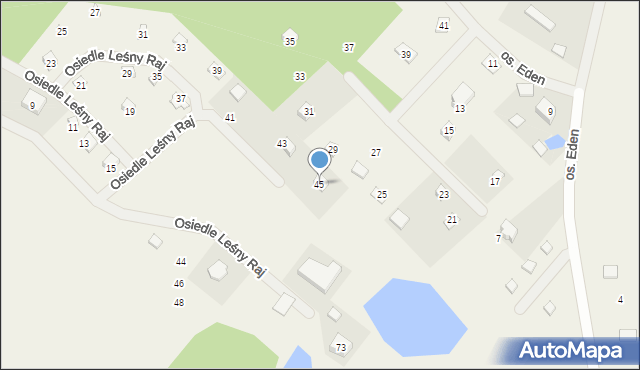 Sikorzyno, Osiedle Leśny Raj, 45, mapa Sikorzyno