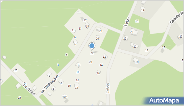 Sikorzyno, Osiedle Wakacyjne, 22, mapa Sikorzyno