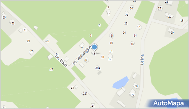Sikorzyno, Osiedle Wakacyjne, 8, mapa Sikorzyno