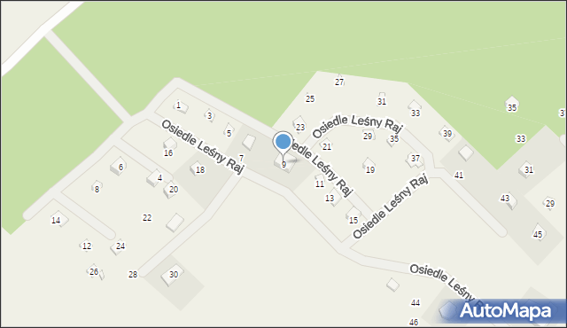 Sikorzyno, Osiedle Leśny Raj, 9, mapa Sikorzyno