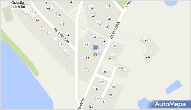 Siwiałka, Osiedle Letnisko, 36, mapa Siwiałka
