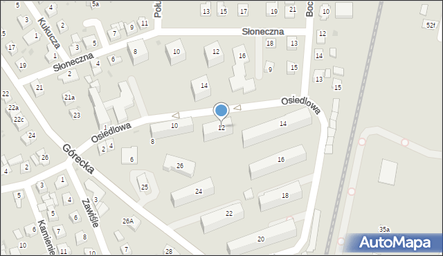 Skoczów, Osiedlowa, 12, mapa Skoczów