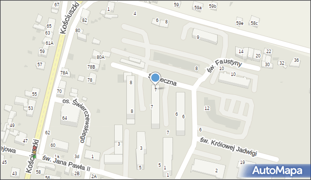 Słomniki, Osiedle Świerczewskiego-Waltera Karola, gen., 7, mapa Słomniki