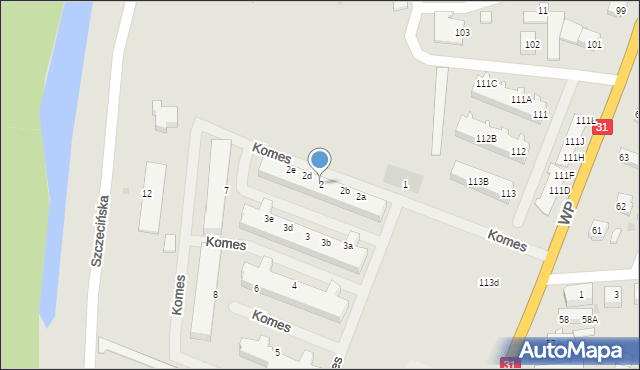 Słubice, Osiedle Komes, 2, mapa Słubice