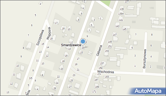 Smardzewice, Ostrowskiego Józefa, posła, 13, mapa Smardzewice