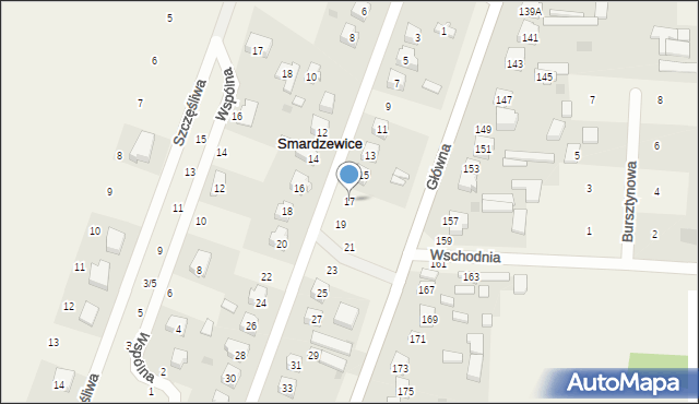 Smardzewice, Ostrowskiego Józefa, posła, 17, mapa Smardzewice
