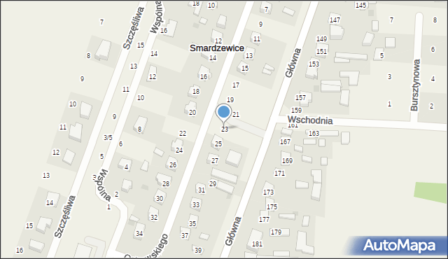 Smardzewice, Ostrowskiego Józefa, posła, 23, mapa Smardzewice