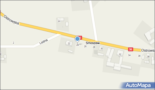 Smoszew, Ostrowska, 24, mapa Smoszew
