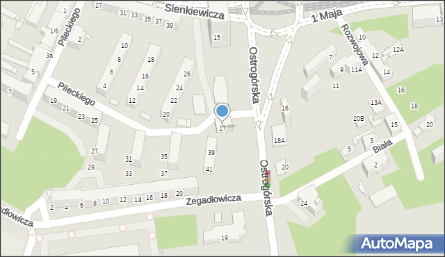 Sosnowiec, Ostrogórska, 17, mapa Sosnowca
