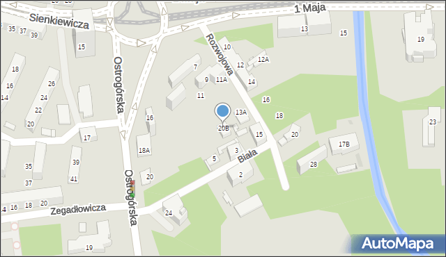 Sosnowiec, Ostrogórska, 20B, mapa Sosnowca