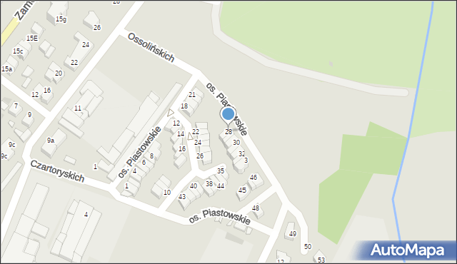 Środa Wielkopolska, Osiedle Piastowskie, 28, mapa Środa Wielkopolska