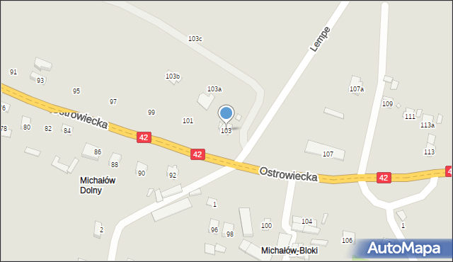 Starachowice, Ostrowiecka, 103, mapa Starachowic