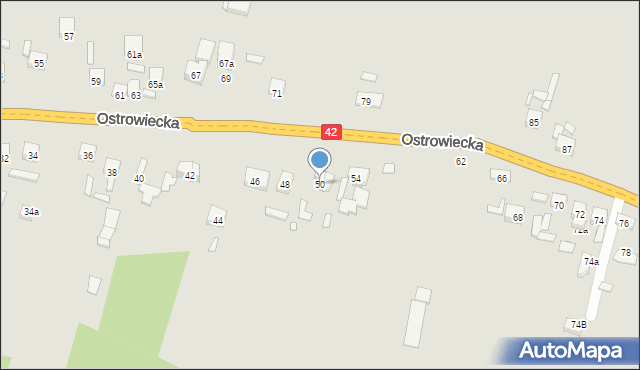 Starachowice, Ostrowiecka, 50, mapa Starachowic