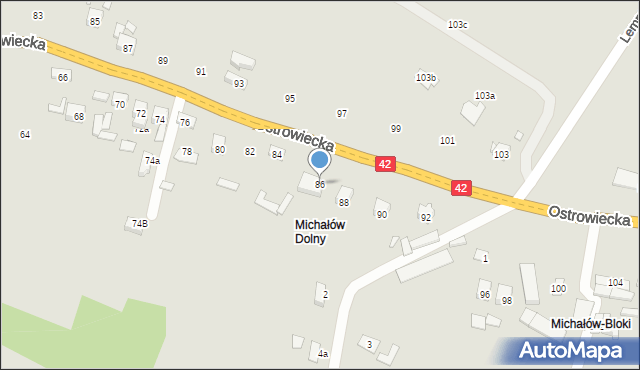 Starachowice, Ostrowiecka, 86, mapa Starachowic