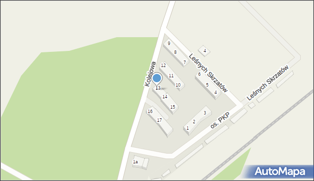 Stare Oborzyska, Osiedle PKP, 13a, mapa Stare Oborzyska