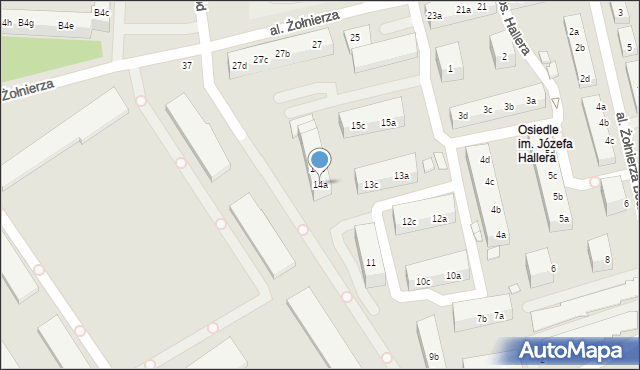 Stargard, Osiedle Hallera Józefa, gen., 14a, mapa Stargard