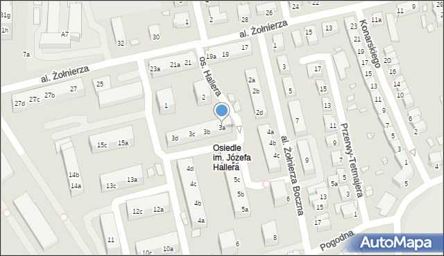 Stargard, Osiedle Hallera Józefa, gen., 3a, mapa Stargard