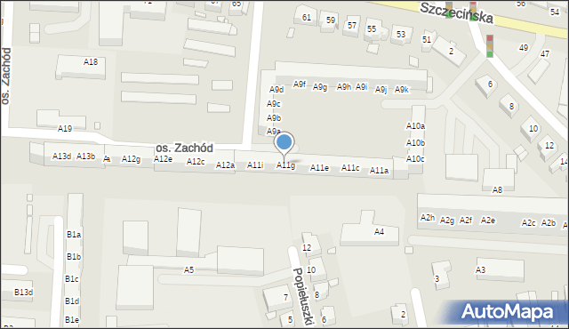 Stargard, Osiedle Zachód, A11g, mapa Stargard