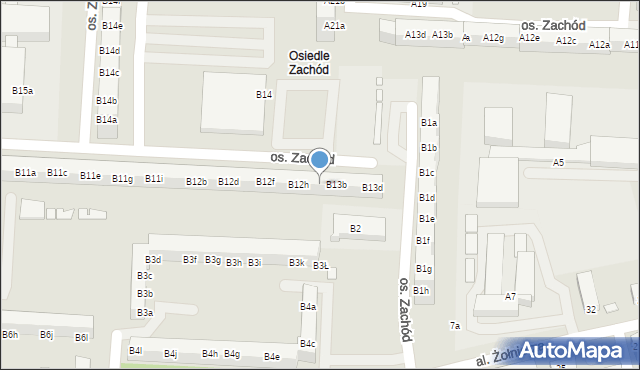 Stargard, Osiedle Zachód, B13a, mapa Stargard