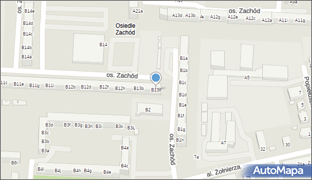 Stargard, Osiedle Zachód, B13d, mapa Stargard