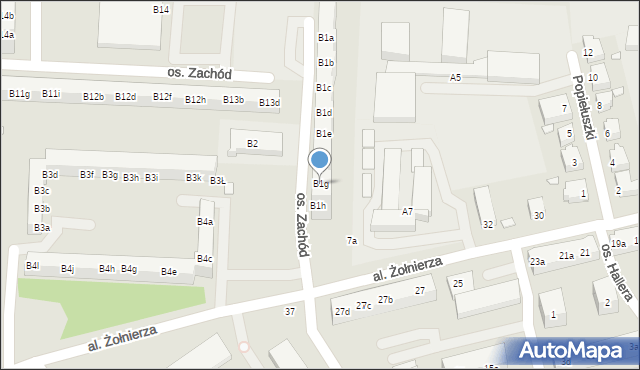 Stargard, Osiedle Zachód, B1g, mapa Stargard