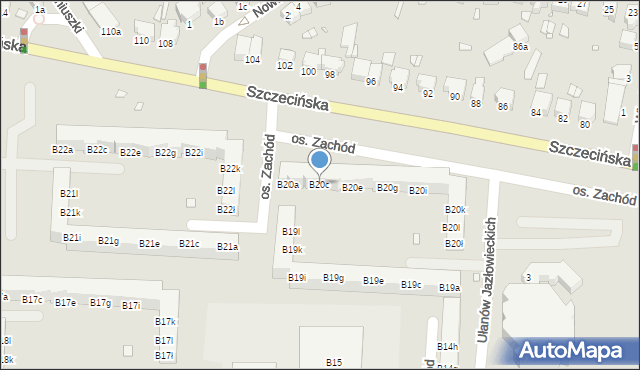 Stargard, Osiedle Zachód, B20c, mapa Stargard