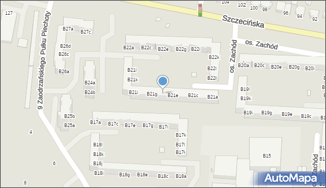 Stargard, Osiedle Zachód, B21f, mapa Stargard