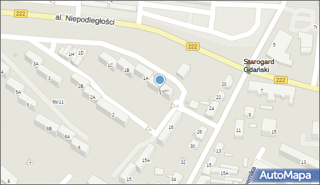 Starogard Gdański, Osiedle 60-lecia Odzyskania Niepodległości Polski, 1, mapa Starogard Gdański