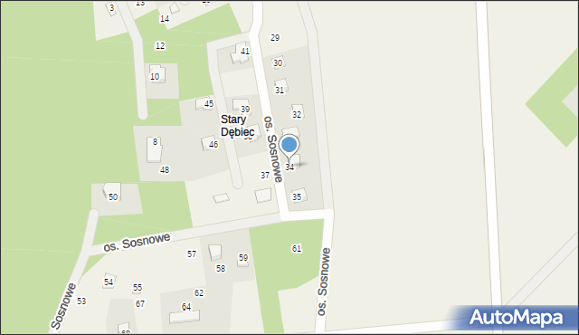 Stary Dębiec, Osiedle Sosnowe, 34, mapa Stary Dębiec