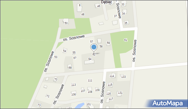 Stary Dębiec, Osiedle Sosnowe, 62, mapa Stary Dębiec