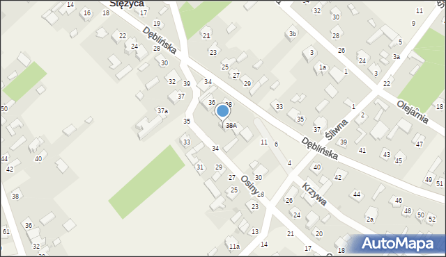 Stężyca, Osiny, 36, mapa Stężyca