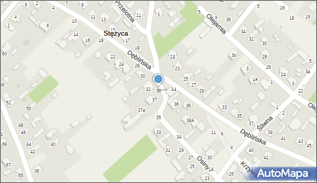 Stężyca, Osiny, 39, mapa Stężyca